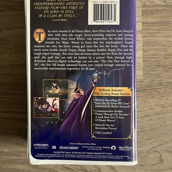 Disney Snow White Vintage VHS Platinum Excellent - Picture 2 of 7